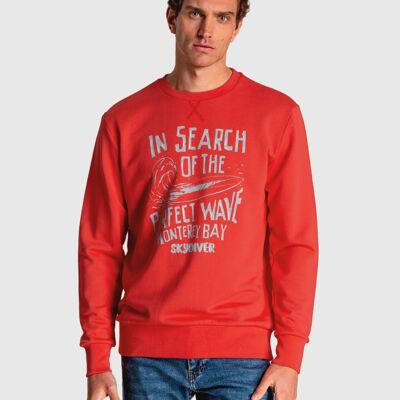 Rotes Herren-Sweatshirt mit Rundhalsausschnitt