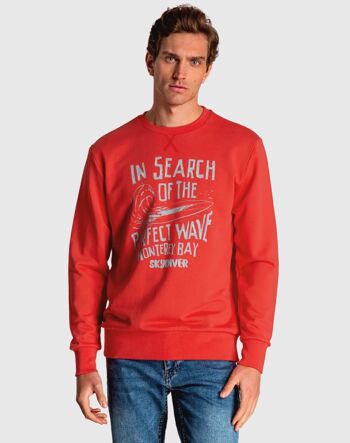 Sweat col rond homme rouge 1