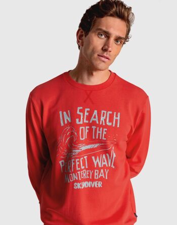 Sweat col rond homme rouge 3