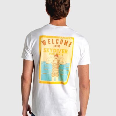 Men's white short-sleeved T-shirt poolparty