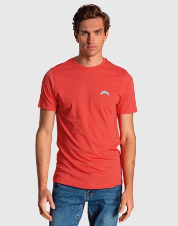 T-shirt homme rouge à manches courtes avec salopette 2