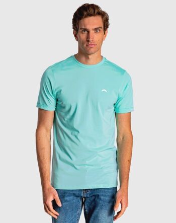 T-shirt homme turquoise à manches courtes 1