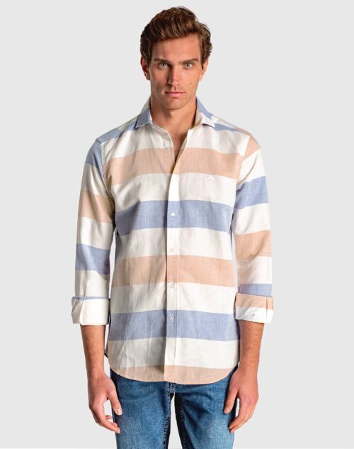 Camisa de hombre slim de rayas horizontales  multicolor
