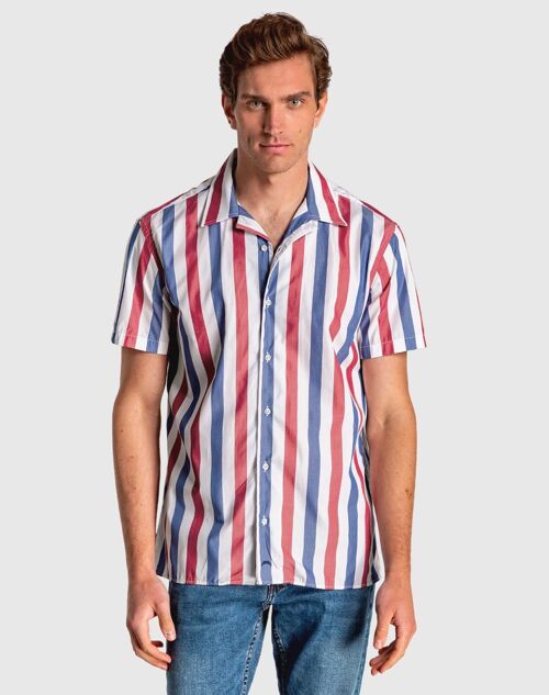 Camisa de hombre  manga corta de rayas