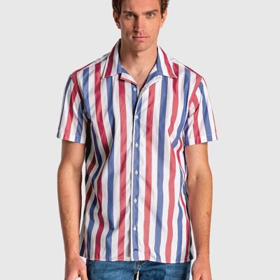 Men's short-sleeved striped shirt