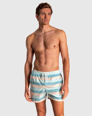 Bermuda homme taille élastiquée et imprimé rayé 1