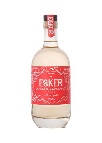 Vodka Esker Orange et Grenade. Vodka ultra douce de qualité supérieure avec de vrais fruits. Fabriqué en Ecosse 1