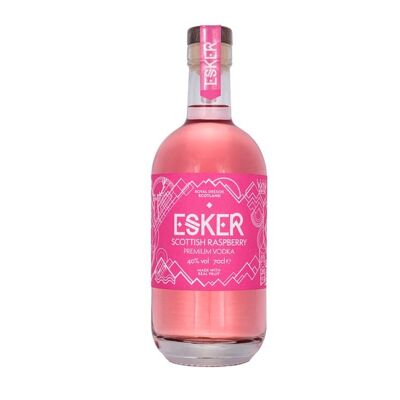 Vodka al lampone scozzese Esker, vodka premium ultra liscia con frutta vera. Prodotto in Scozia