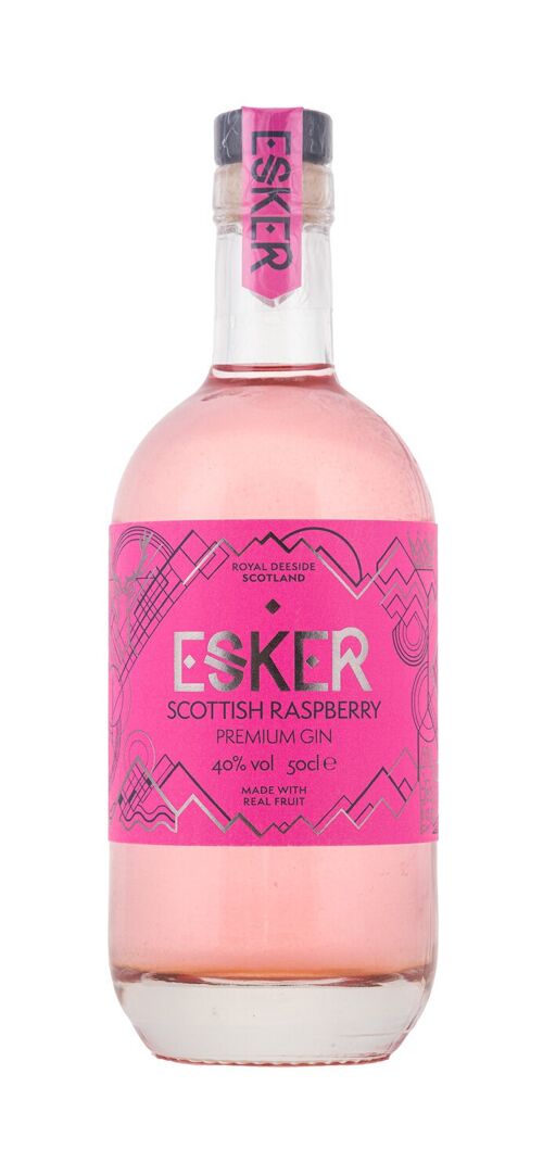 Esker Scottish Raspberry Gin, Premium Gin Made With Real Fruit, Flavoured Gin, Made in Scotland