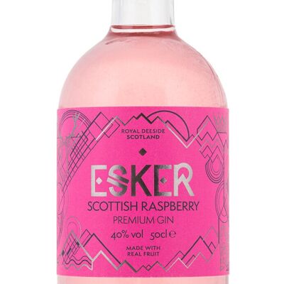 Esker Scottish Raspberry Gin, ginebra premium elaborada con fruta real, ginebra aromatizada, fabricada en Escocia