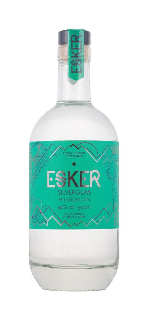 Esker Silverglas London Dry Gin, Premium Gin with Mint and Citrus, Made in Scotland