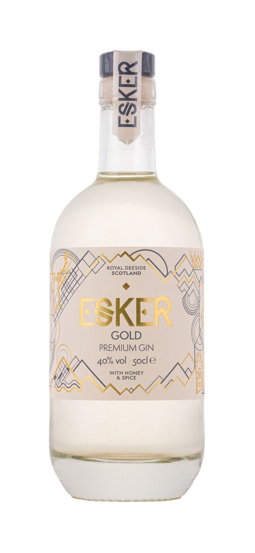 Esker Gold Gin, Honey and Spice Old Tom Gin, Sweet and Warming, Made in Scotland