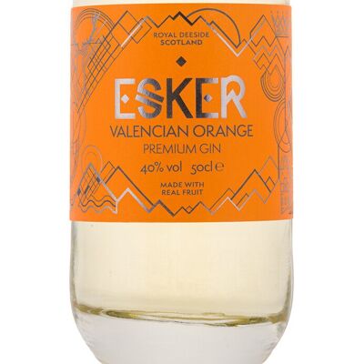 Esker Valencian Orange Gin, Ginebra Premium Elaborada Con Fruta Real, Ginebra Con Sabor, Elaborada En Escocia