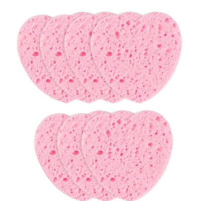 7 Piece Cleansing Sponges Pink Heart
