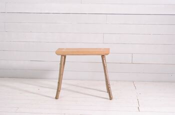 Tabouret en bois rustique, chêne, avec pied en noisetier 8