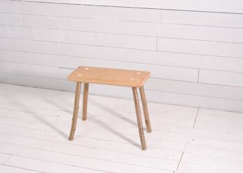 Tabouret en bois rustique, chêne, avec pied en noisetier 7