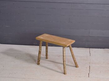 Tabouret en bois rustique, chêne, avec pied en noisetier 2