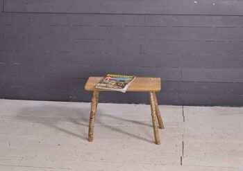 Tabouret en bois rustique, chêne, avec pied en noisetier 6