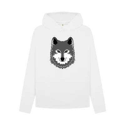 WOMEN'S WOLF RELAXED FIT HOODIE-White