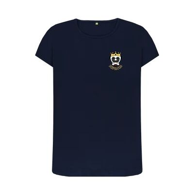 WOMEN'S SMALL CROWNED SIFAKA CREW NECK T-SHIRT-Navy Blue