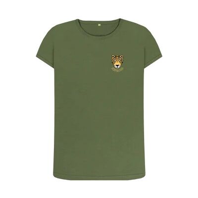 WOMEN'S SMALL JAGUAR CREW NECK T-SHIRT-Khaki