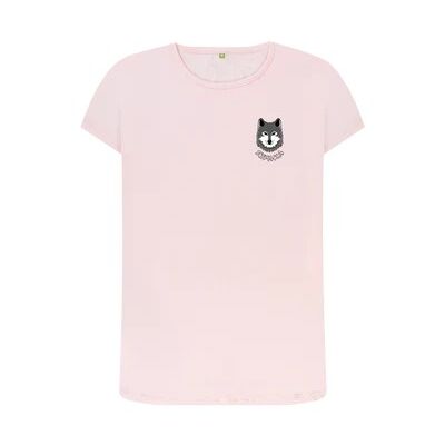 WOMEN'S SMALL WOLF CREW NECK T-SHIRT-Pink