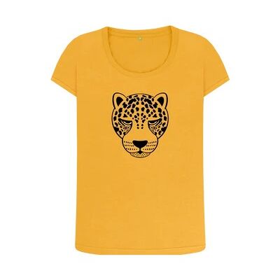 WOMEN'S TRANSPARENT JAGUAR T-SHIRT-Mustard