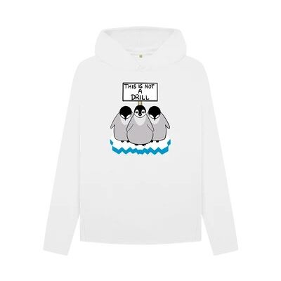 WOMEN'S PROTESTING PENGUINS RELAXED FIT HOODIE-White