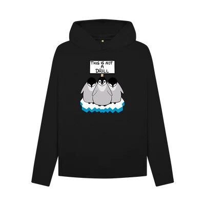 WOMEN'S PROTESTING PENGUINS RELAXED FIT HOODIE-Black