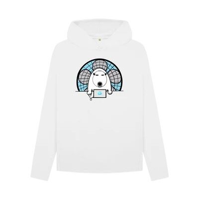 WOMEN'S WORK FROM HOME POLAR BEAR RELAXED FIT HOODIE-White