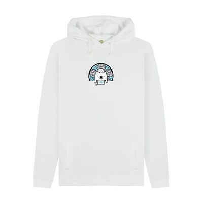 MEN'S WORK FROM HOME POLAR BEAR PULLOVER HOODIE-White