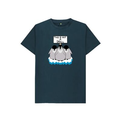 KIDS PROTESTING PENGUINS T-SHIRT-Denim Blue