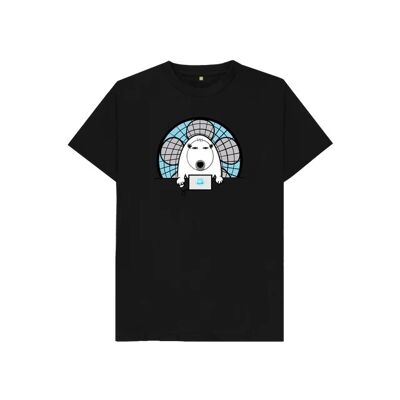 KIDS WORK FROM HOME POLAR BEAR T-SHIRT-Black