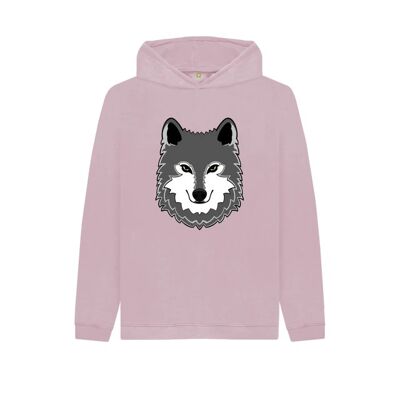KIDS WOLF PULLOVER HOODIE-Mauve