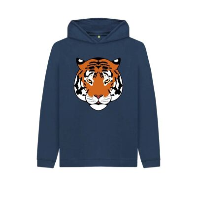 KIDS TIGER PULLOVER HOODIE-Navy Blue