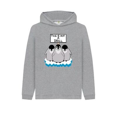 KIDS PROTESTING PENGUINS PULLOVER HOODIE-Atheltic Grey