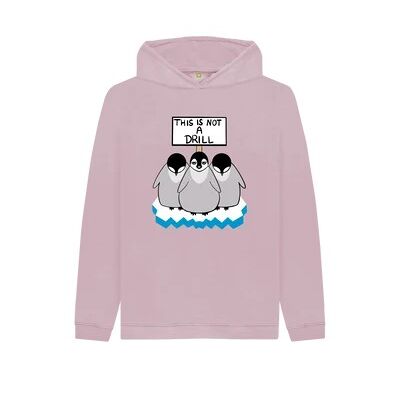 KIDS PROTESTING PENGUINS PULLOVER HOODIE-Mauve