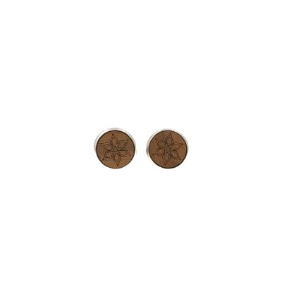 Steel ear studs "Mandala Blossom" | wooden jewelry | wood nut