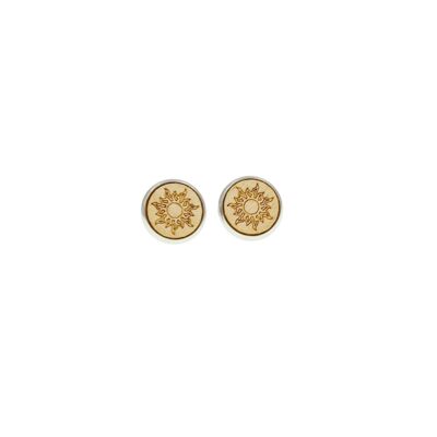 Steel ear studs "Sun" | wooden jewelry | wood maple