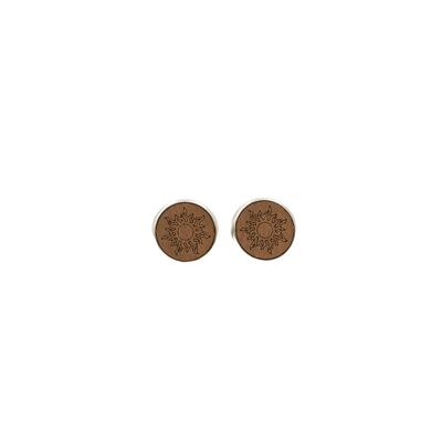 Steel ear studs "Sun" | wooden jewelry | wood nut