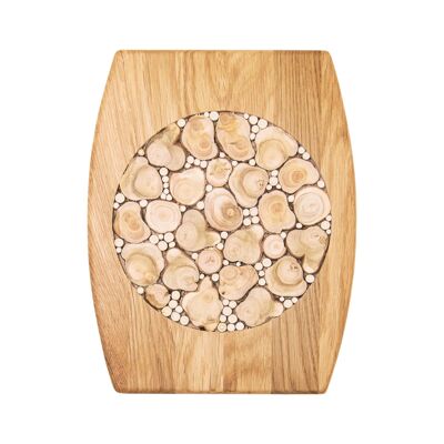 Wooden cutting board with juniper