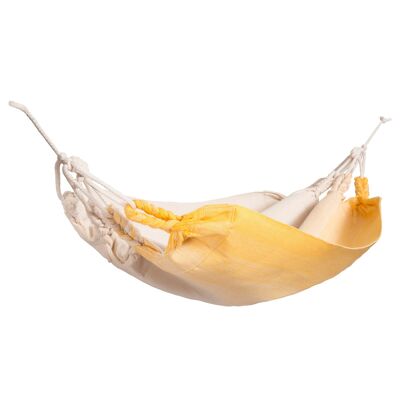Babyhängematte Uncarved Gelb, dicker Stoff, reine Baumwolle, handgefertigt in Ecuador