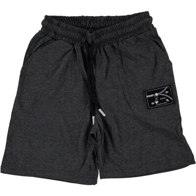 Zipper Gray Melange Shorts