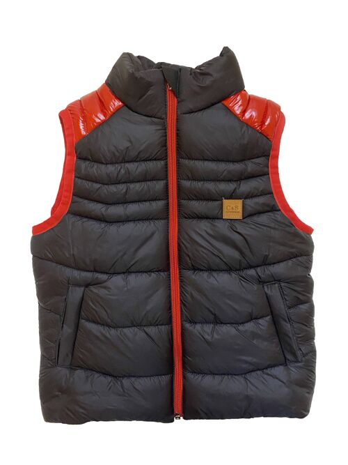 Black & Red Puffer vest for boys