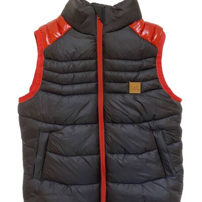 Gilet Puffer Noir & Rouge garçon