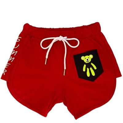 Teddybär-Shorts - Rot