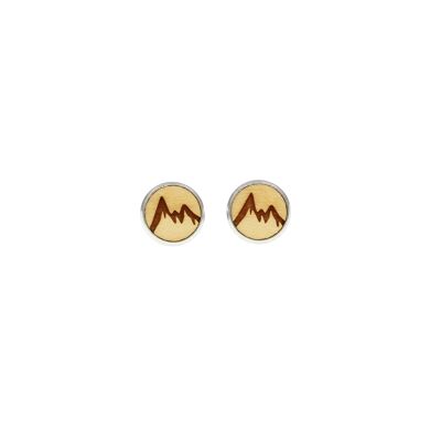 Clous d'oreilles en acier "montagne" | bijoux en bois | bois d'érable