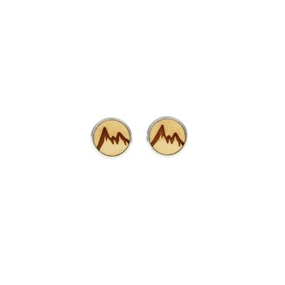 Pendientes de botón acero "montaña" | joyas de madera | madera de arce