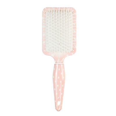 Rechteckige Paddle-Haarbürste mit rosa Tupfen in Box