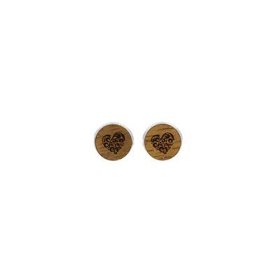 Steel Ear Studs "Heart" | wooden jewelry | wood nut